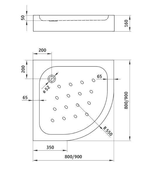 Deante Standard New brodzik półokrągły 80x80 akryl biały KTA054B