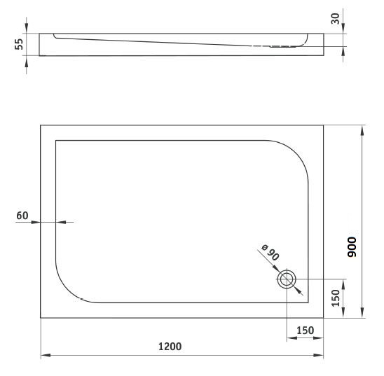 Deante Cubic brodzik prostokątny płaski 120x90 akryl biały KTK043B