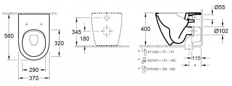Villeroy&Boch Subway 2.0 DirectFlush muszla stojąca 56cm weiss alpin ceramicplus 5602R0R1