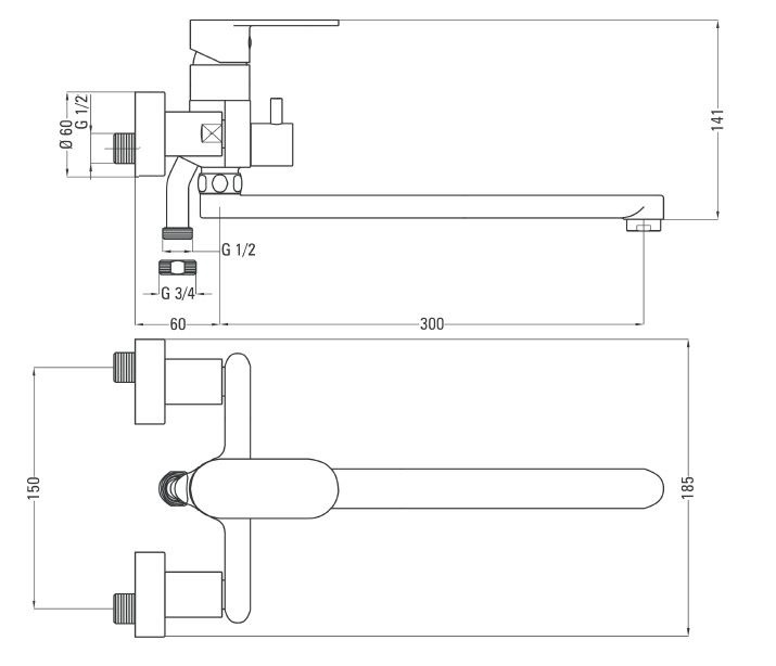 Deante Alpinia bateria zlewozmywakowa ścienna chrom BGA056M