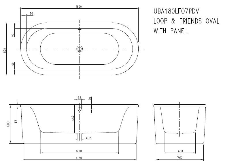 Villeroy&Boch Loop&Friends Square wanna wolnostojąca owalna z obudową 180x80 biała weiss alpin UBA180LFO7PDV-01