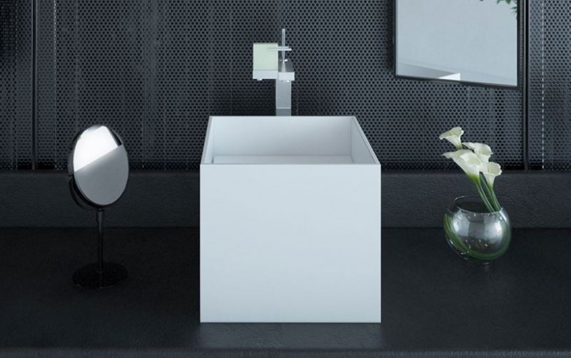 Cristalstone Separado Cubo 35 umywalka stawiana na blat 40x40 cm biały satynowy mat C-35