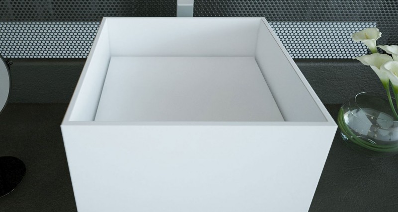 Cristalstone Separado Cubo 35 umywalka stawiana na blat 40x40 cm biały satynowy mat C-35