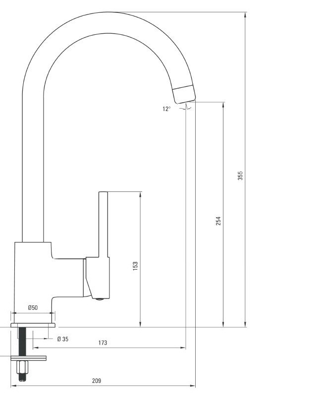 Deante Aster bateria zlewozmywakowa z wylewką