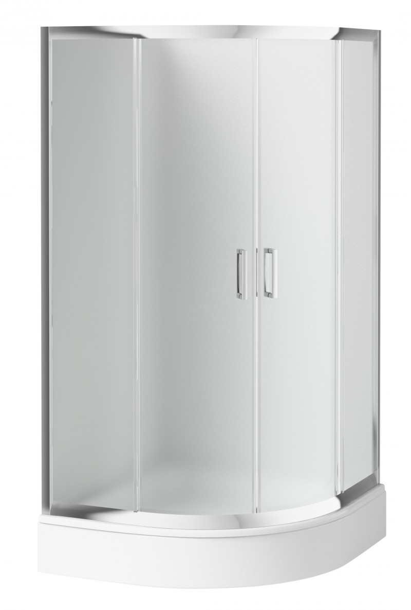 Deante Funkia kabina półokrągła niska drzwi rozsuwane 90x90 chrom szkło szronione KYP653K