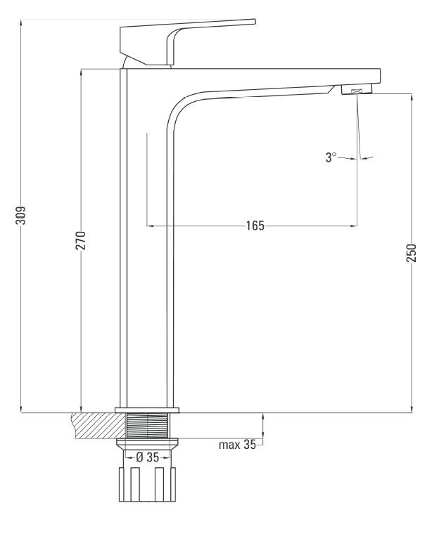 Deante Maruna bateria umywalkowa wysoka z korkiem chrom połysk BGM021K
