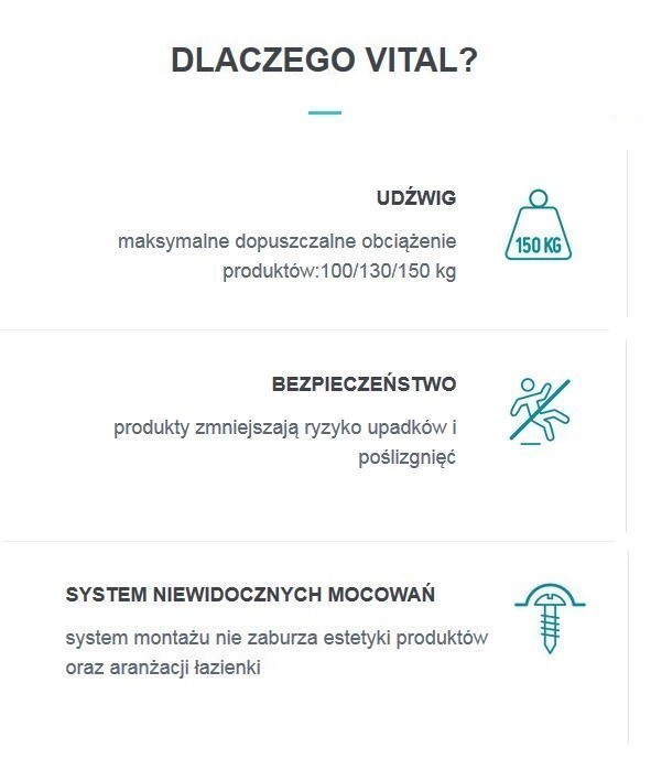 Deante Vital uchwyt przyścienny składany stal polerowana NIV041D