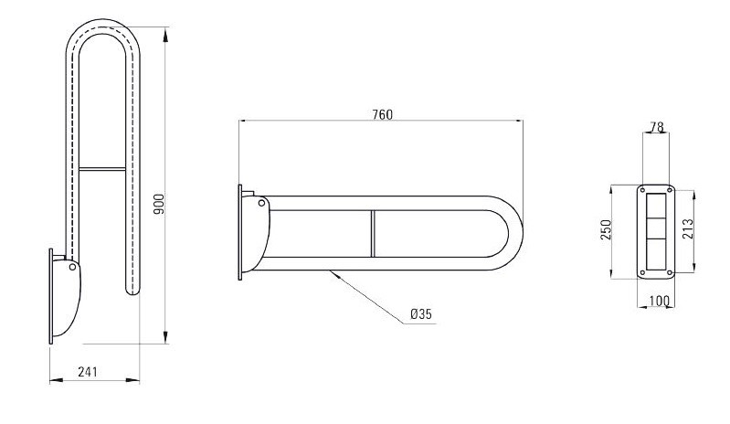 Deante Vital uchwyt przyścienny składany stal polerowana NIV041D