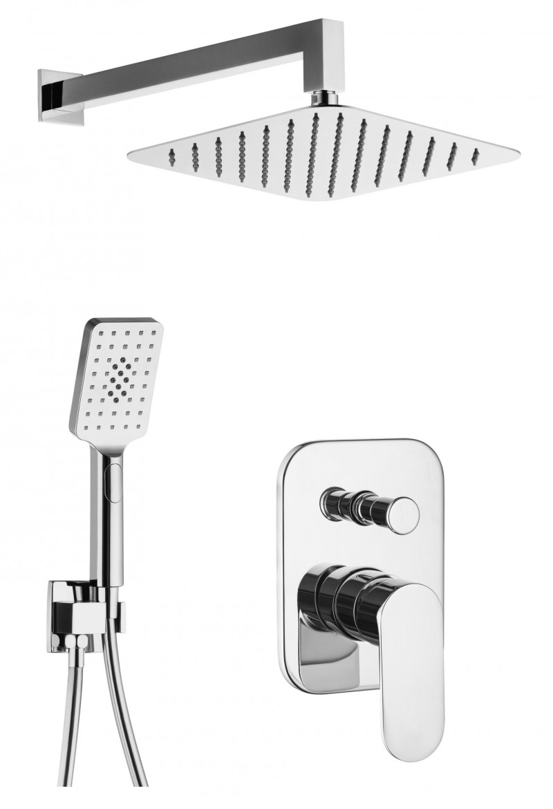 Deante Alpinia zestaw prysznicowy podtynkowy z deszczownicą 25x25 chrom połysk NAC09LP