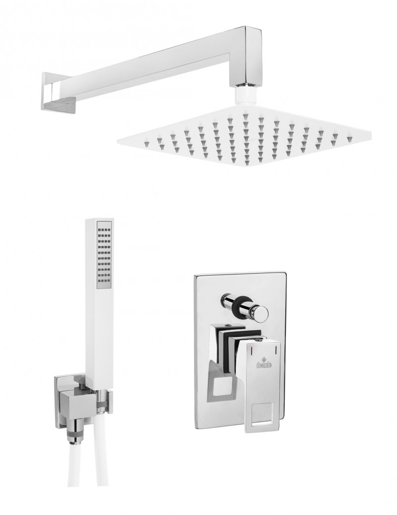 Deante Anemon zestaw prysznicowy podtynkowy z deszczownicą 20x20 biały/chrom NAC09AP