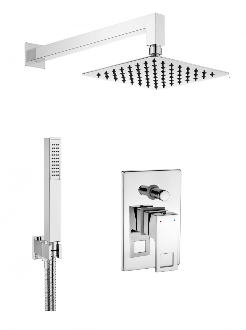 Deante Anemon zestaw prysznicowy podtynkowy z deszczownicą 20x20 chrom połysk NAC09AP