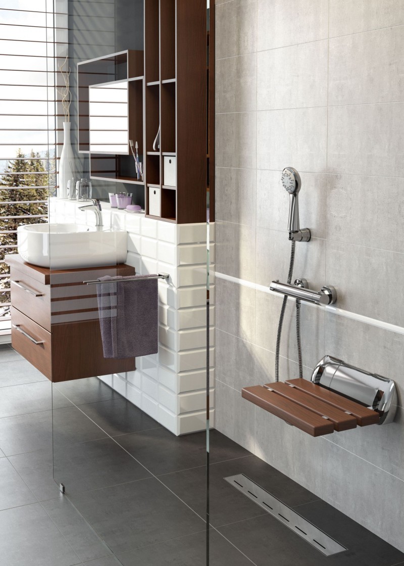 Deante Vital siedzisko przyścienne składane brąz NIV451P