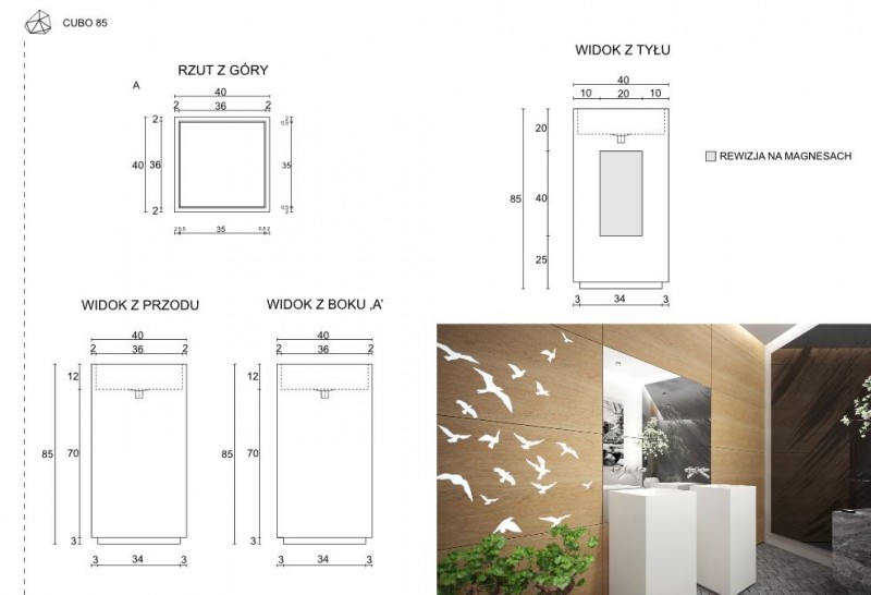 Cristalstone Separado Cubo 85 umywalka wolnostojąca 40x40 cm biały satynowy mat C-85