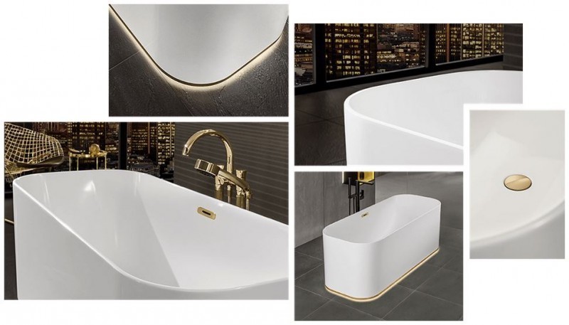 Villeroy&Boch Finion Duo wanna wolnostojąca owalna z napełnianiem przez przelew z Emotion LED 170x70 biały weiss alpin champagne UBQ177FIN7N200V301