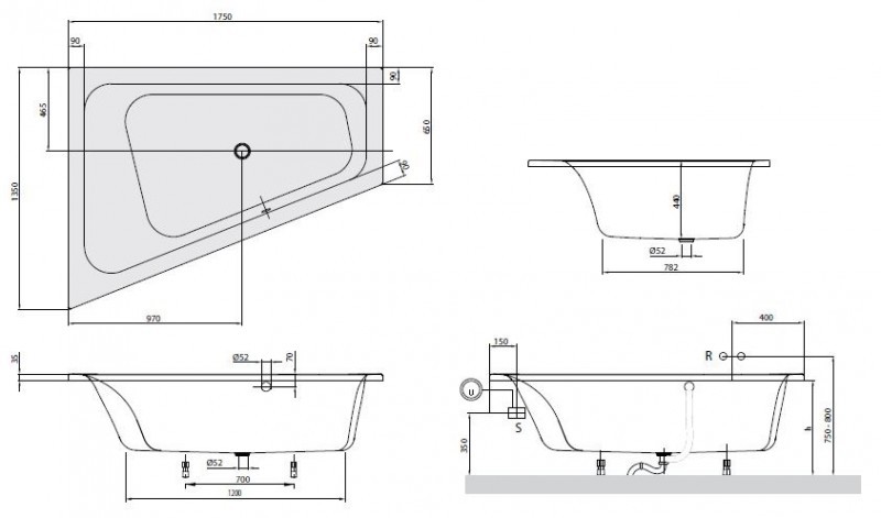 Villeroy&Boch Loop&Friends Square wanna LEWA 175x135  biała weiss alpin UBA175LFS9LIV-01