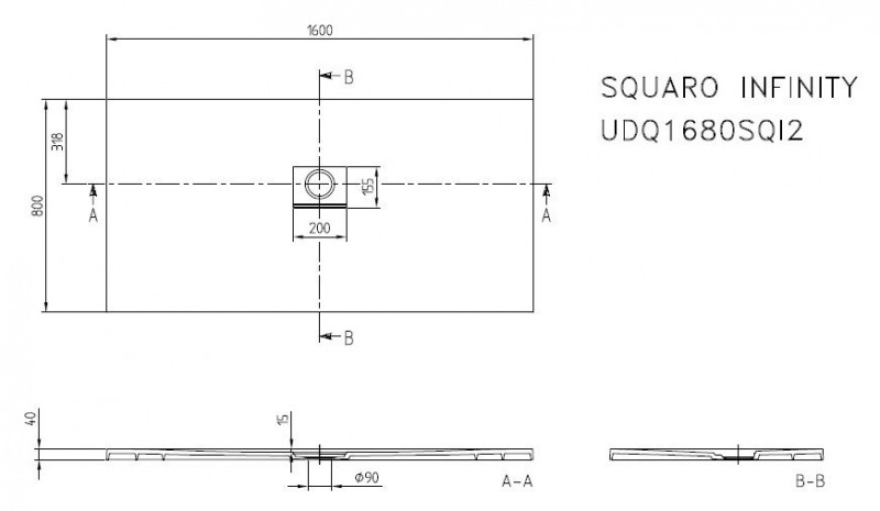 Villeroy&Boch Squaro Infinity brodzik prostokątny 160x80 Grey UDQ1680SQI2V-3S
