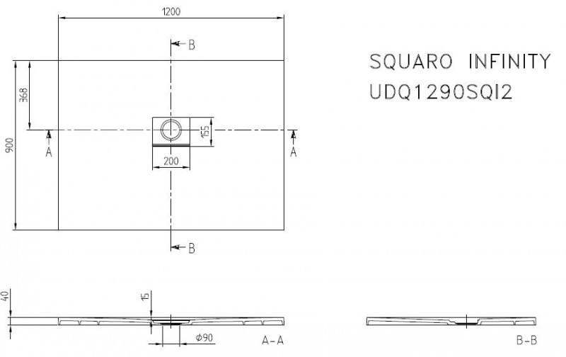 Villeroy&Boch Squaro Infinity brodzik prostokątny 120x90 Grey UDQ1290SQI2V-3S