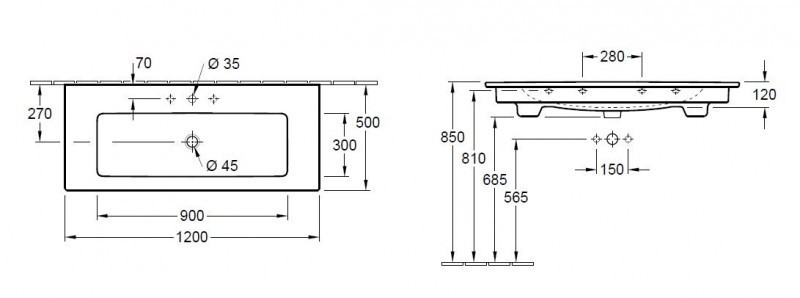 Villeroy&Boch Venticello umywalka meblowa 120cm bez otworu weiss alpin ceramicplus 4104CJR1