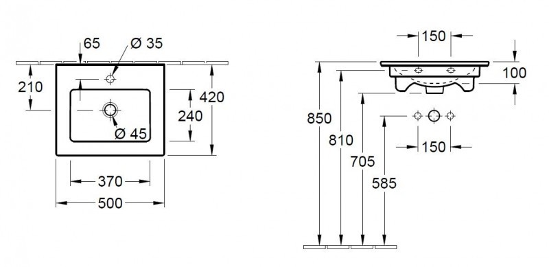 Villeroy&Boch Venticello umywalka 50cm 50x42 weiss alpin ceramicplus 412450R1