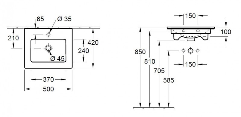 Villeroy&Boch Venticello umywalka 50cm 50x42 weiss alpin 41245001