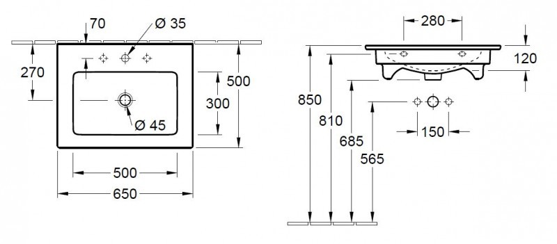 Villeroy&Boch Venticello umywalka 65cm 65x50 z przelewem weiss alpin 41246701