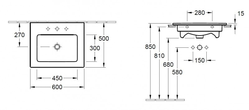 Villeroy&Boch Venticello umywalka szlifowana 60cm 60x50 z przelewem weiss alpin ceramicplus 4124G6R1