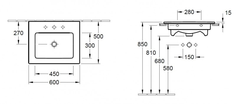 Villeroy&Boch Venticello umywalka szlifowana 60cm 60x50 z przelewem weiss alpin 4124G601
