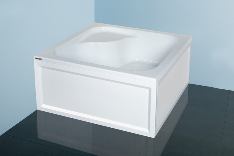 Sanplast Classic Bzs/CL brodzik kwadratowy głęboki z siedziskiem 90x90 akryl biały 615010025001000