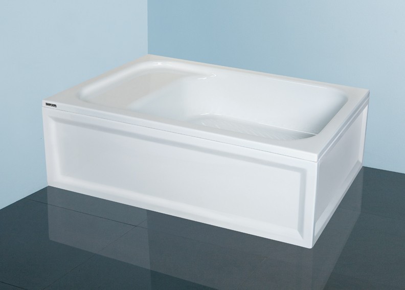 Sanplast Classic Bzs/CL brodzik prostokątny głęboki z siedziskiem 80x120 akryl biały 615010054001000