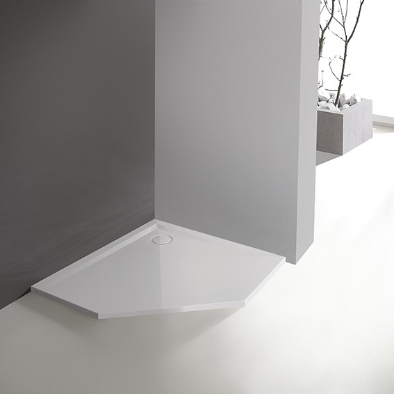 Sanplast Space Mineral BPKM/SPACE brodzik pięciokątny płaski 90x90 biały 645290083001000