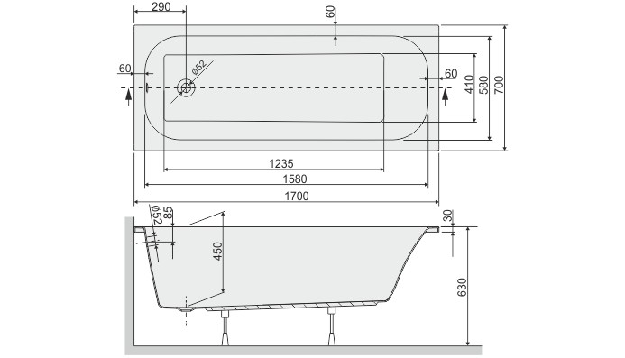 Sanplast Free Line WP/FREE wanna prostokątna 170x70 biały 610040007001000