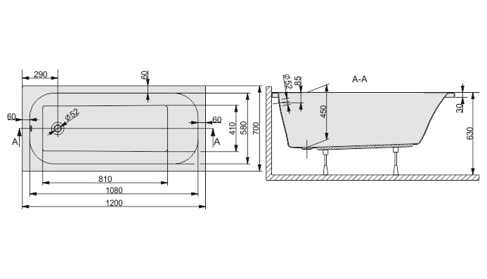 Sanplast Free Line WP/FREE wanna prostokątna 120x70 biały 610040001001000