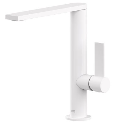 Tres Exclusive Project-Tres bateria umywalkowa wysoka z korkiem biały mat 211.305.01.BM