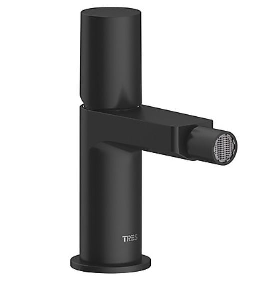 Tres Exclusive Project-Tres bateria bidetowa z korkiem czarny mat 211.120.02.NM