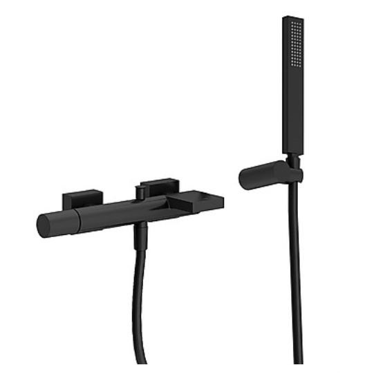 Tres Exclusive Project-Tres bateria wannowa ścienna z zestawem natryskowym czarny mat 211.170.01.NM