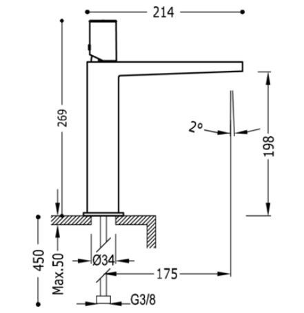 Tres Exclusive Project-Tres bateria umywalkowa wysoka biały mat 211.203.02.BM