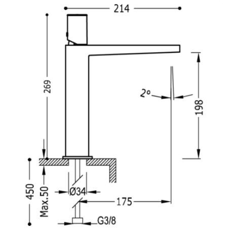 Tres Exclusive Project-Tres bateria umywalkowa wysoka stal szczotkowana 211.203.02.AC
