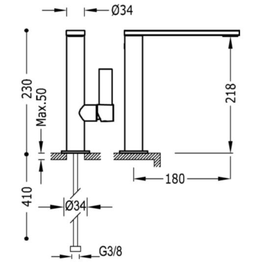 Tres Exclusive Project-Tres bateria umywalkowa wysoka chrom 211.305.01
