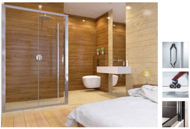 Huppe Ena 2.0 drzwi suwane 120 cm do wnęki lub ścianki srebrny połysk przeźroczyste antiplaque 140402.069.322