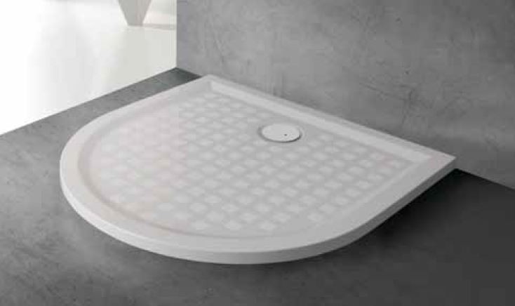 Sanplast Space Mineral BPPM/SPACE brodzik półokrągły przyścienny płaski 100x100 biały 645290046001000