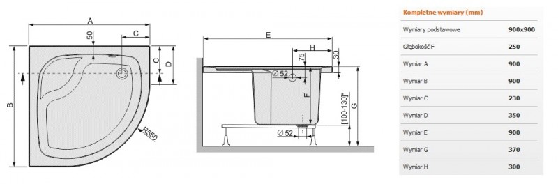 Sanplast BPzsa/EKOPLUS brodzik półokrągły głęboki z siedzeniem 90x90 akryl 615131063001000