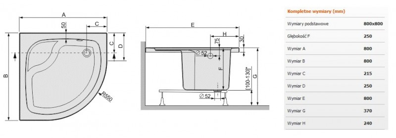 Sanplast BPzsa/EKOPLUS brodzik półokrągły głęboki z siedzeniem 80x80 akryl 615131062001000
