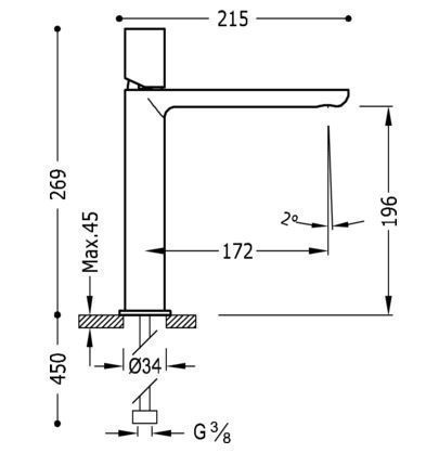 Tres Exclusive Loft-Colors bateria umywalkowa wysoka chrom i biały 200.203.04.BL