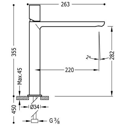 Tres Exclusive Loft-Colors bateria umywalkowa wysoka XL czarny matowy 200.203.06.NM