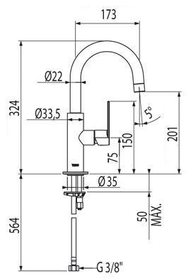 Tres Loft-Colors bateria umywalkowa wysoka czarny i chrom 200.205.05.NE