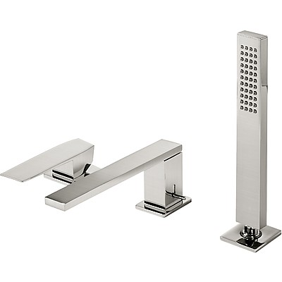 Tres Slim-Tres bateria wannowa 3-otworowa wylewka 18 cm uchwyt płaski stal nierdzewna 202.161.03.AC