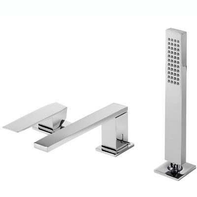 Tres Slim-Tres bateria wannowa 3-otworowa wylewka 22 cm uchwyt płaski chrom 202.161.01