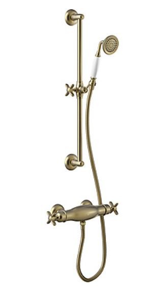 Tres Clasic zestaw natryskowy termostatyczny z drązkiem 0,6m stary mosiądz 242.164.02.LV