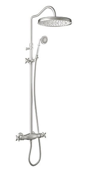 Tres Clasic zestaw natryskowy termostatyczny z deszczownicą stal szczotkowana 242.195.02.AC
