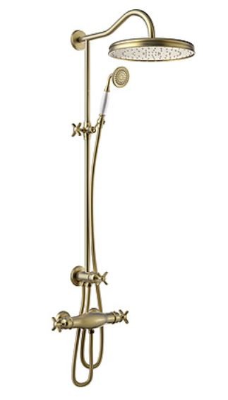 Tres Clasic zestaw natryskowy termostatyczny z deszczownicą stary mosiądz 242.195.01.LV